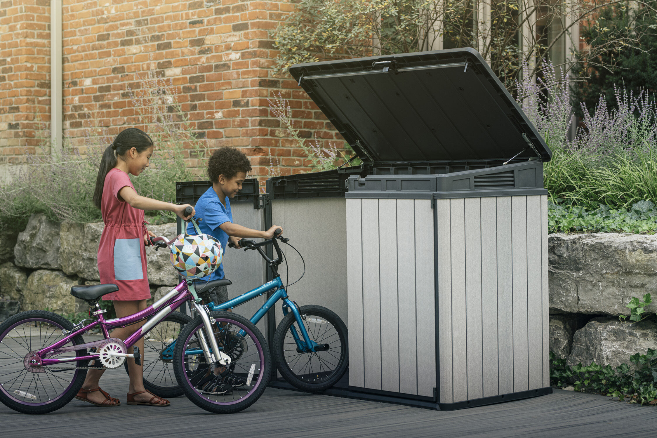 Under deck deals bike storage