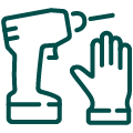 assembly service icon with glove and drill