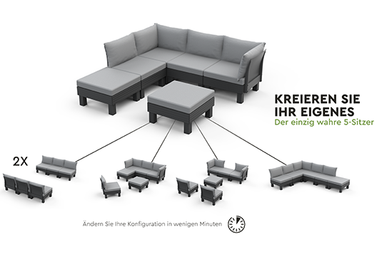 Elements 3-Sitzer Sofa - Schwarz