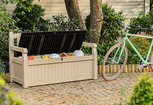 Keter eden all weather deals patio outdoor storage bench